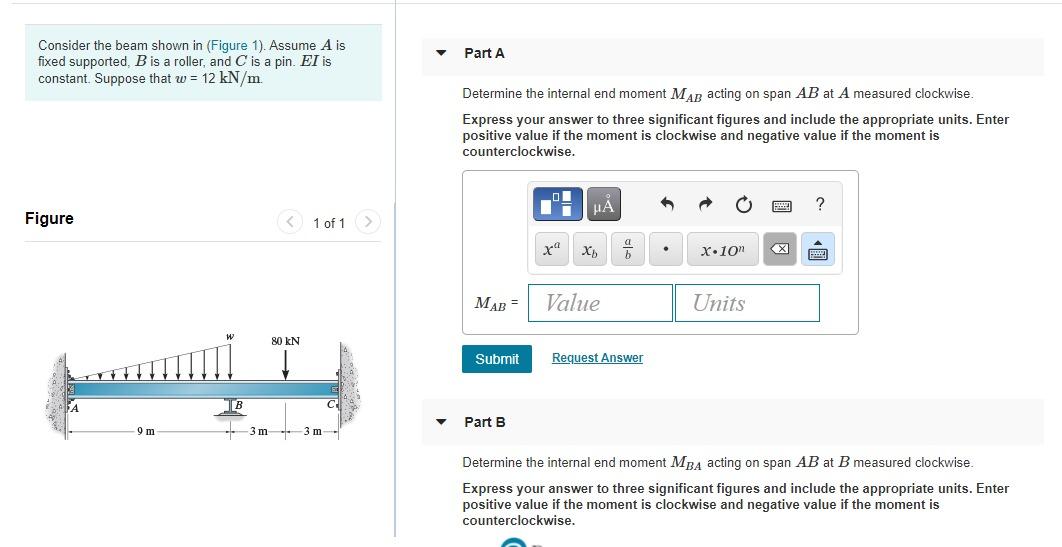 Solved Part A Consider the beam shown in (Figure 1). Assume | Chegg.com