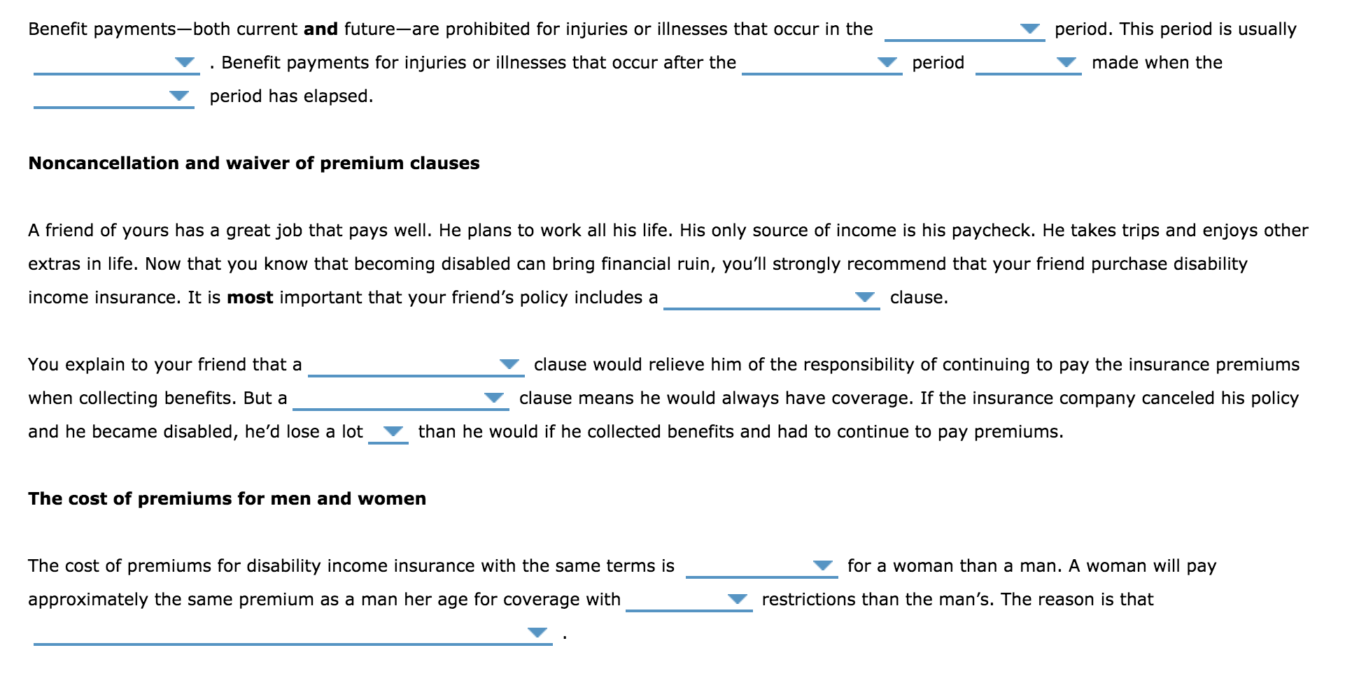 14. Disability income insurance provisions and costs | Chegg.com