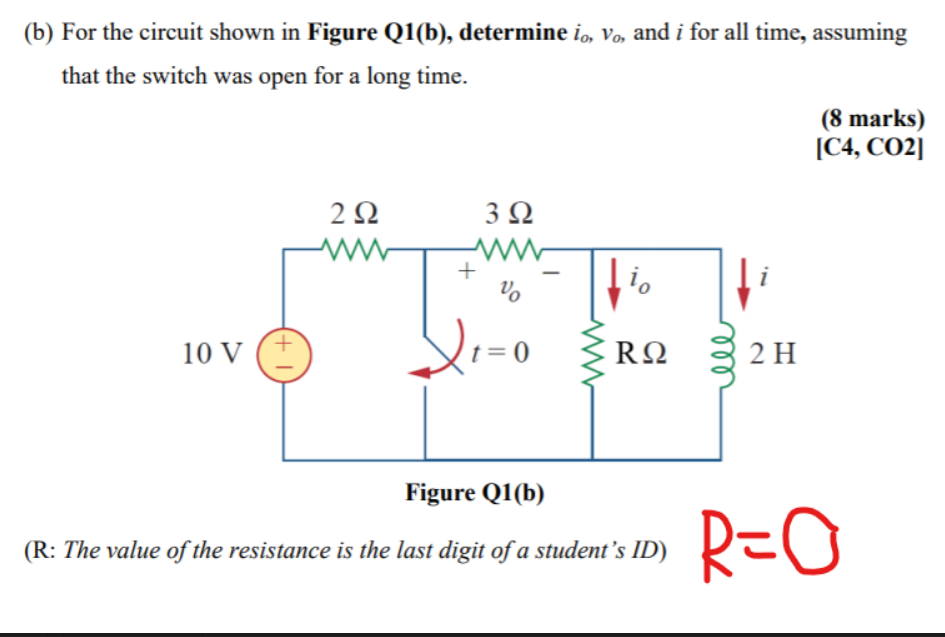 Solved (b) For The Circuit Shown In Figure Q1(b), Determine | Chegg.com