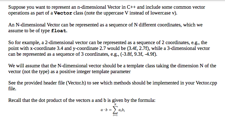 Suppose you want to represent an n-dimensional Vector | Chegg.com