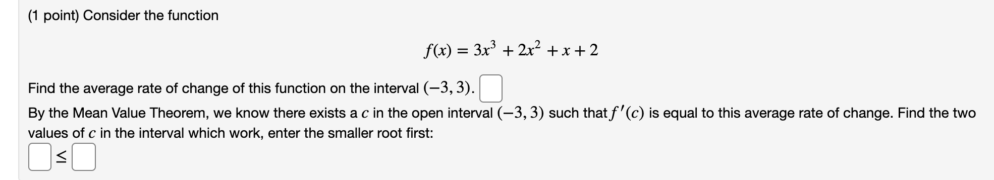 Solved (1 point) Consider the function f(x) = 4 – 3x2 on the | Chegg.com