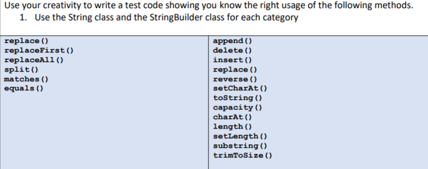 Solved JAVA CODE Use your creativity to write a test code | Chegg.com