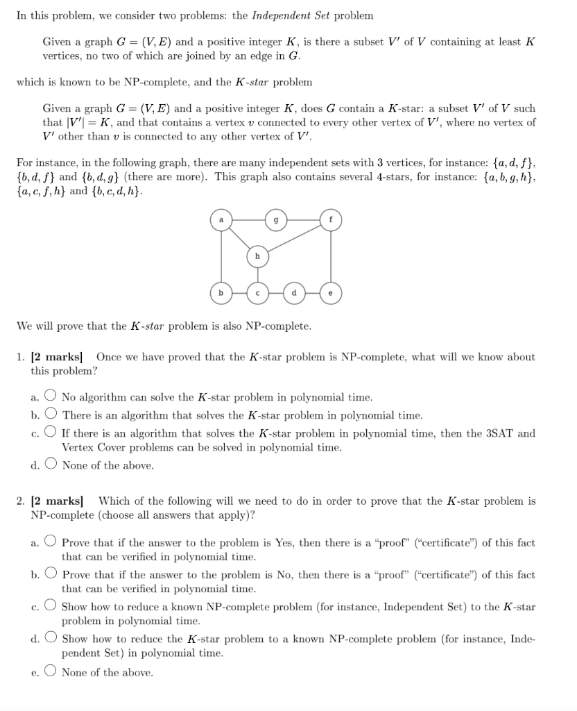 Solved In This Problem We Consider Two Problems The Ind Chegg Com
