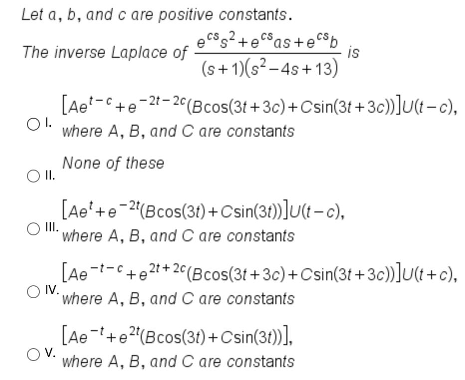 Solved Let A B And Care Positive Constants Estesastesb Chegg Com