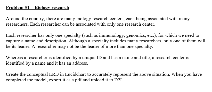 Solved Problem #1 – Biology Research Around The Country, | Chegg.com