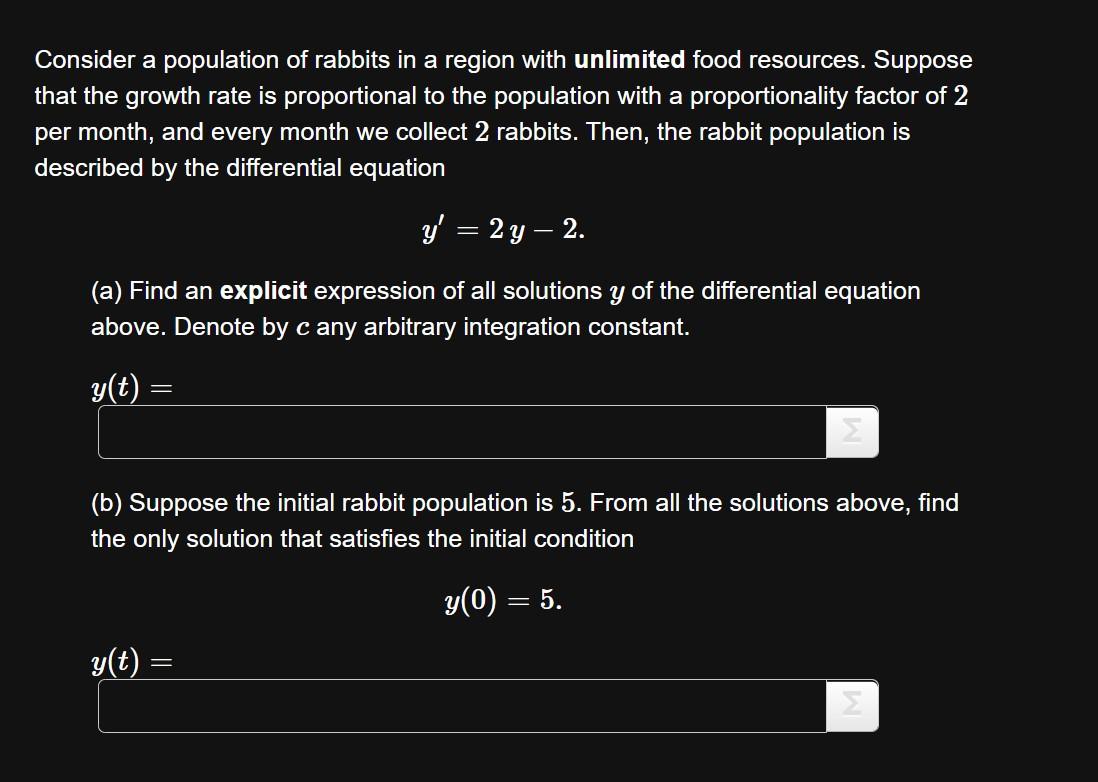 Solved Consider a population of rabbits in a region with | Chegg.com