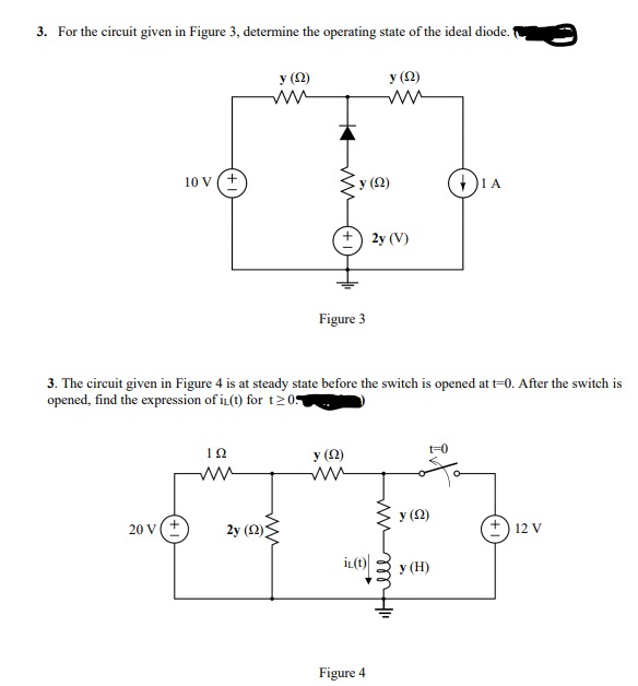 Solved 3. For the circuit given in Figure 3 , determine the | Chegg.com