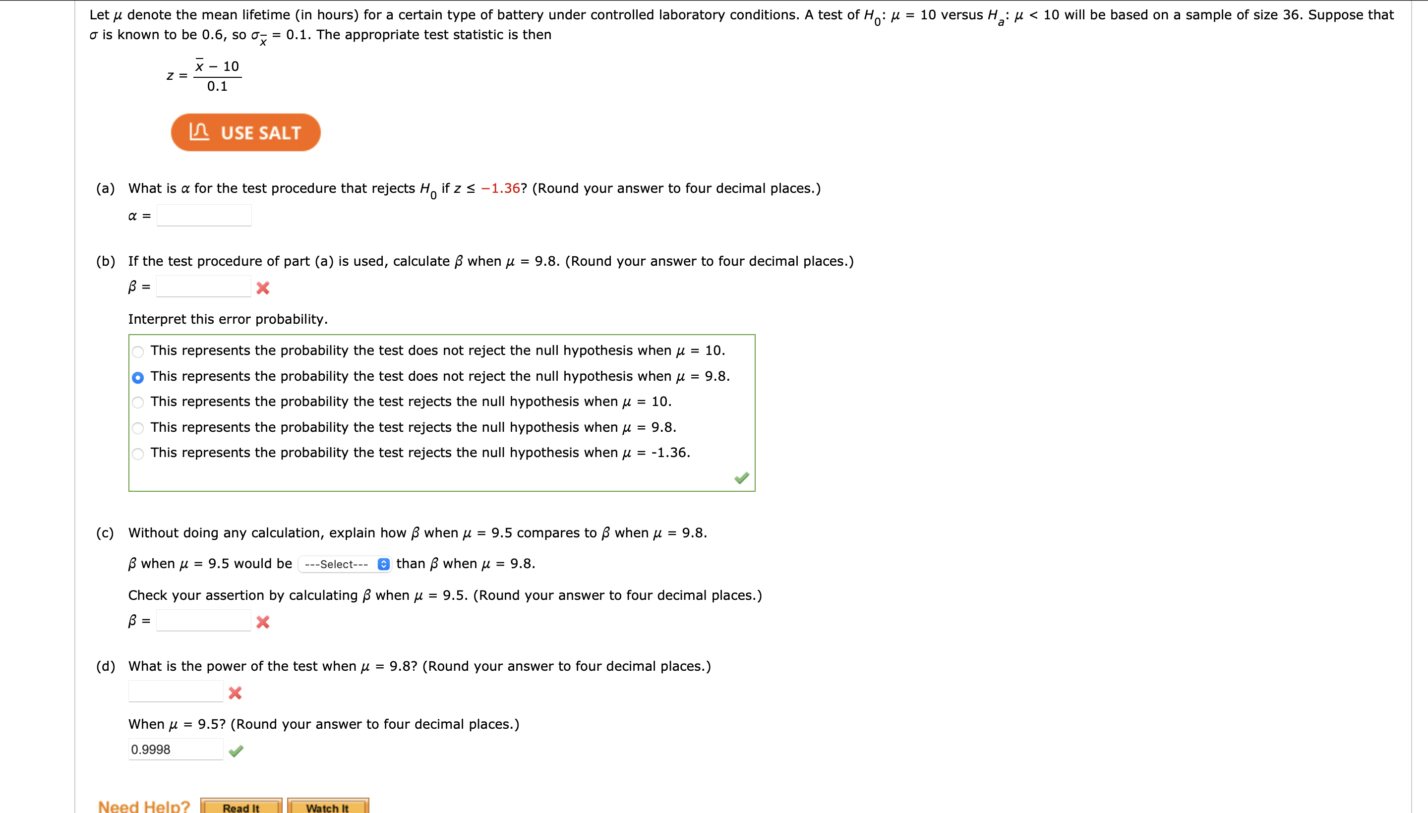 Solved Let μ denote the mean lifetime (in hours) for a | Chegg.com