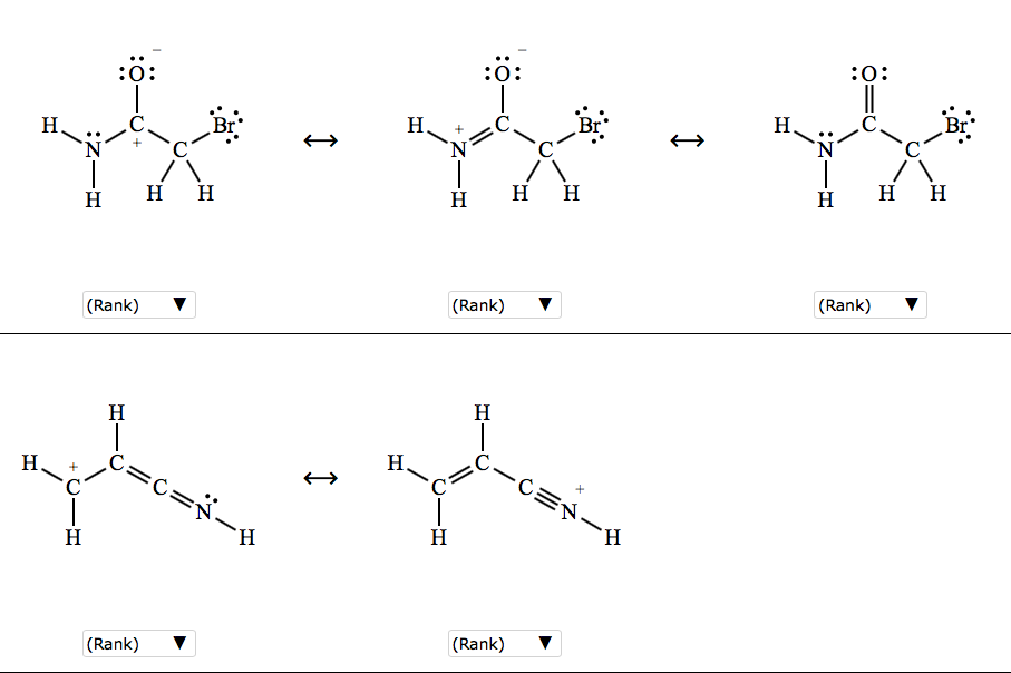 Solved Rank the resonance structures in each row of the | Chegg.com