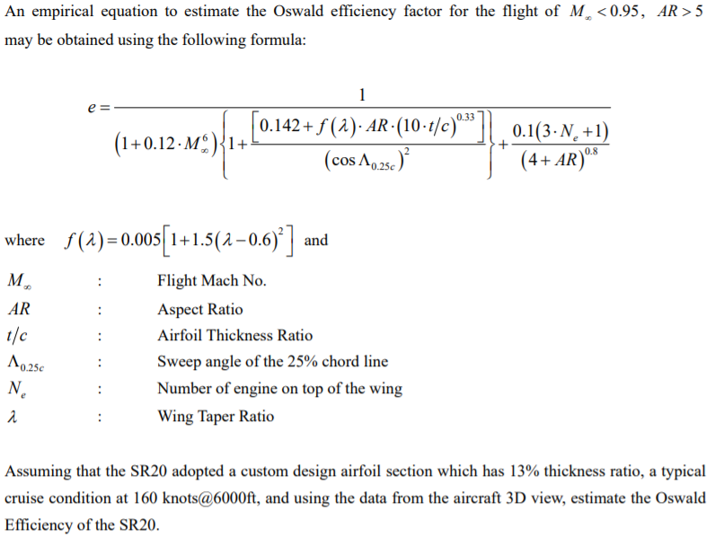 An empirical equation to estimate the Oswald | Chegg.com