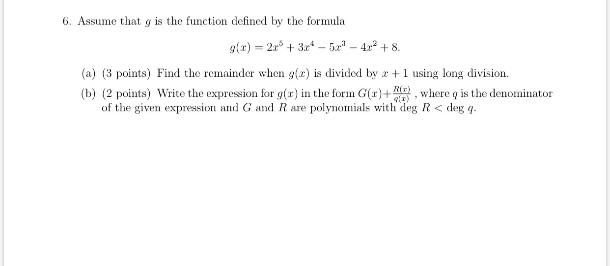 Solved 6. Assume that g is the function defined by the | Chegg.com
