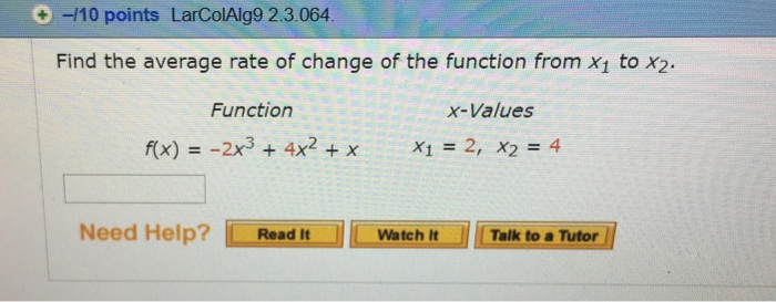 Average Rate Of Change Formula From X1 To X2