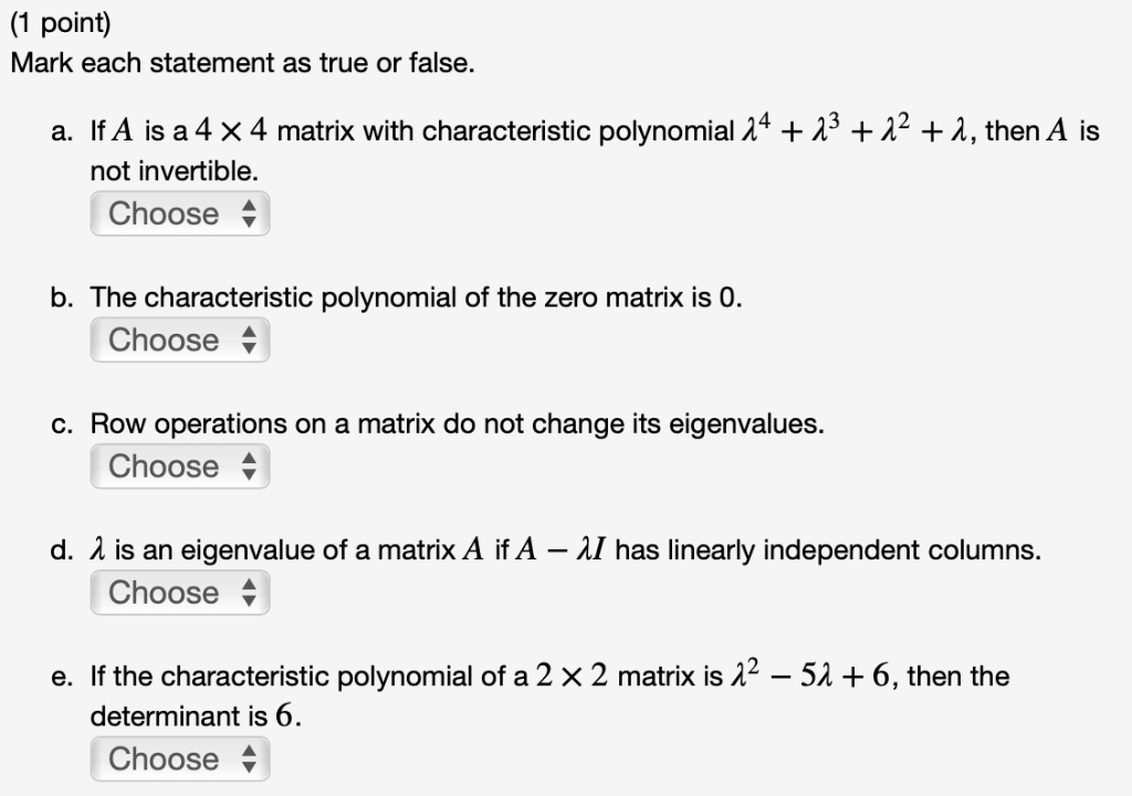 Solved 1 point Mark each statement as true or false. a. If