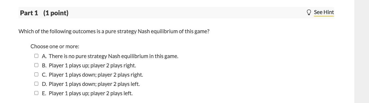 Solved 04 Question (5 points) Player 1 and player 2 are | Chegg.com