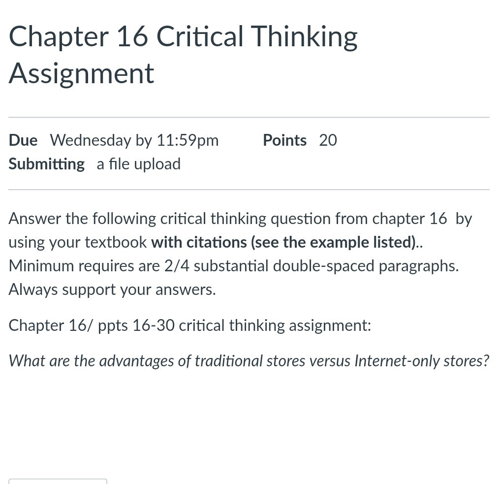 chapter 16 critical thinking answers