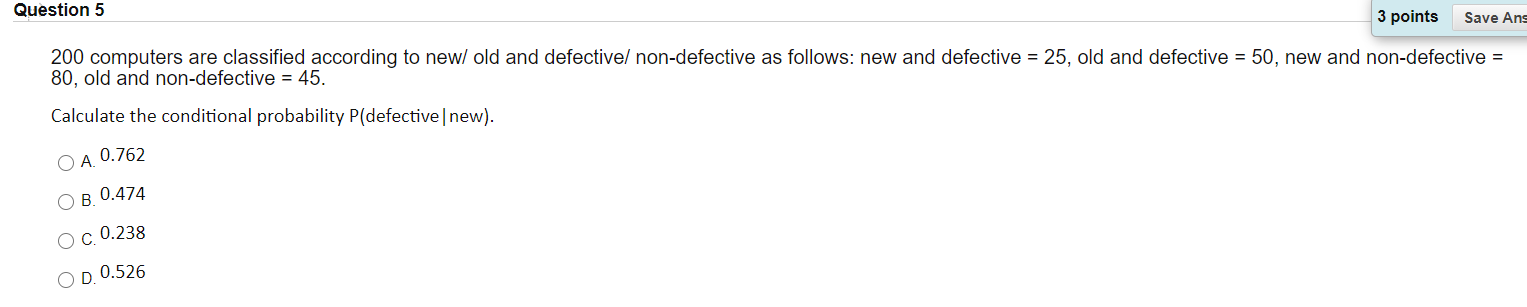 Solved Question 5 3 points Save Ang 200 computers are | Chegg.com