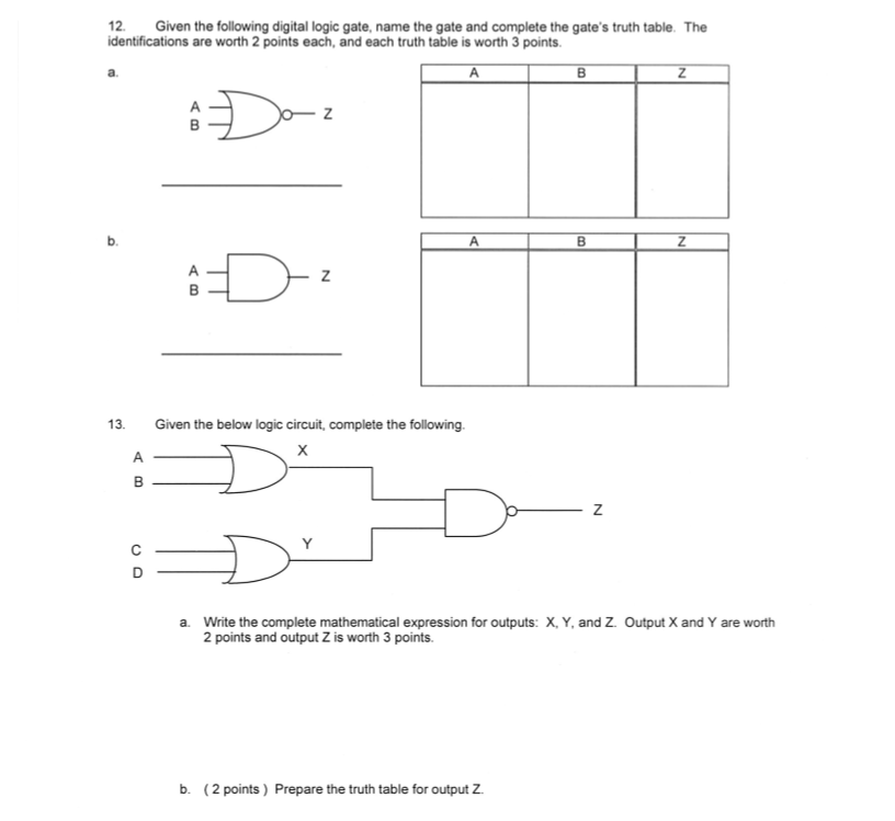 Solved 12. Given the following digital logic gate, name the | Chegg.com