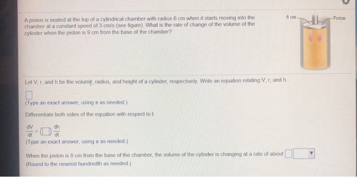 Solved A piston is seated at the top of a cylindrical | Chegg.com