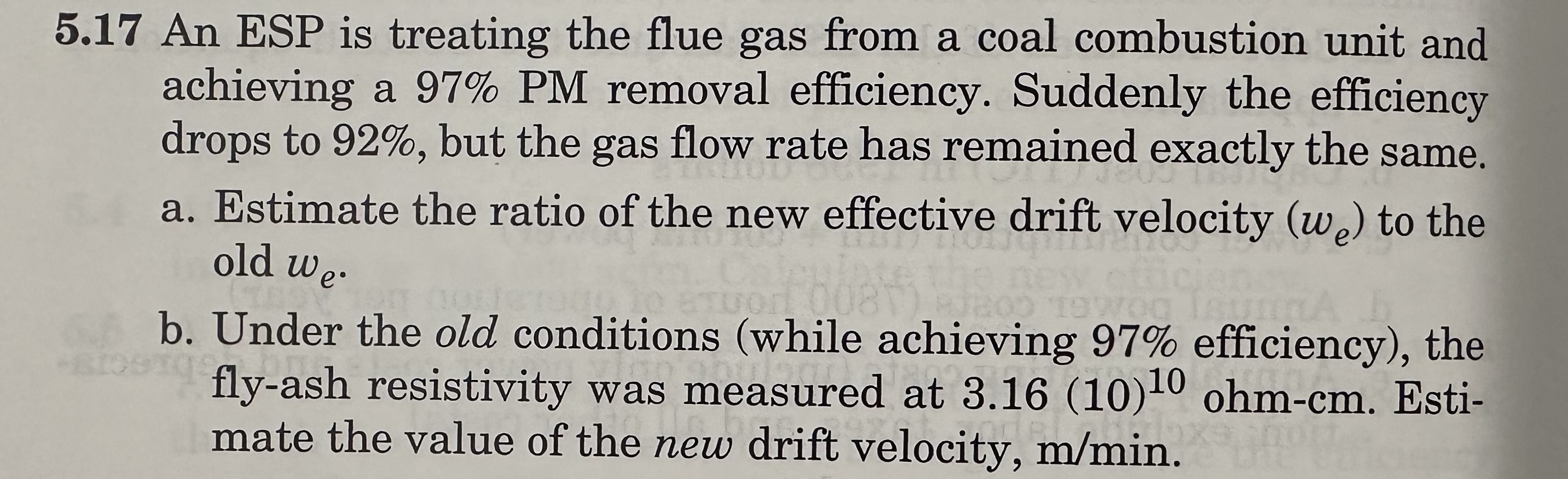 Solved 5.17 An ESP is treating the flue gas from a coal | Chegg.com