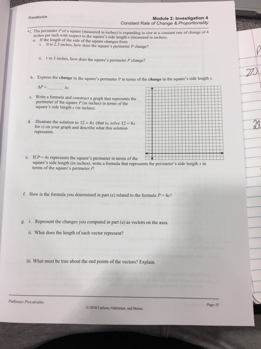 Solved Precalculus Module 2: Investigation 4 Constant Rate | Chegg.com