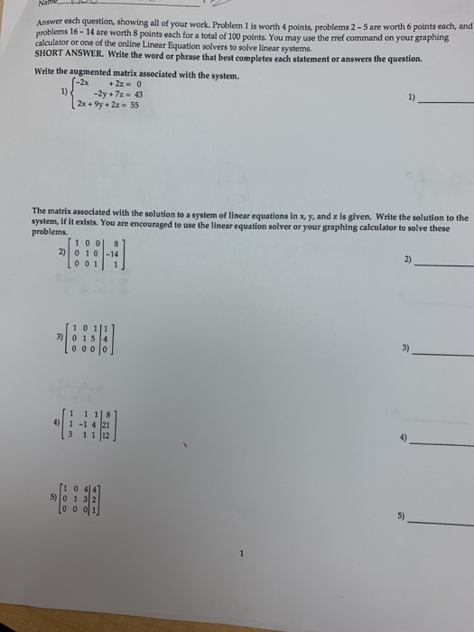 Solved -5 are worth 6 points each, and Answer each question, | Chegg.com