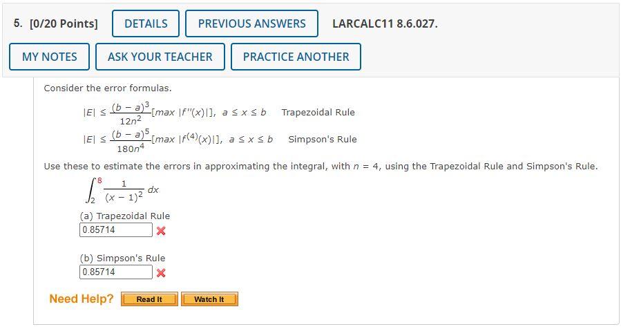 Solved Consider the error formulas. |E| ≤ (b − | Chegg.com