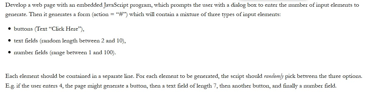 Solved Develop a web page with an embedded JavaScript | Chegg.com
