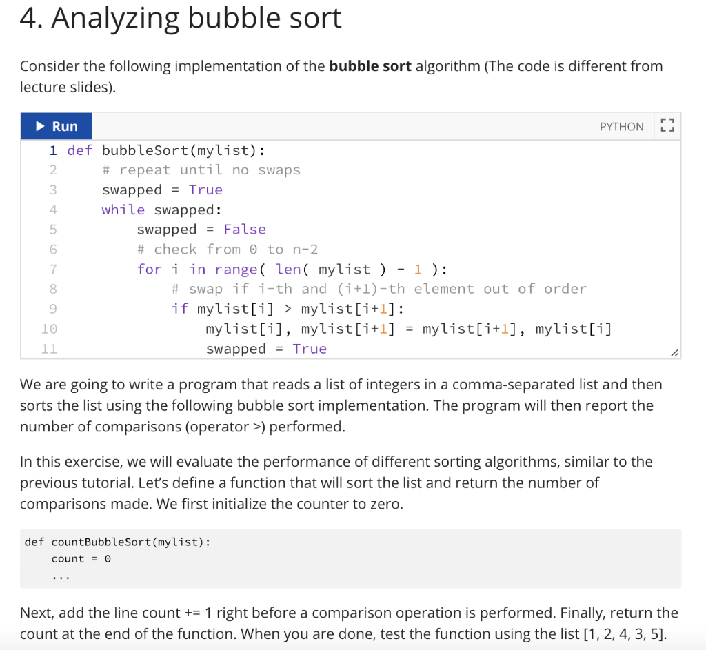 Solved Consider the following bubble sort algorithm. Do the