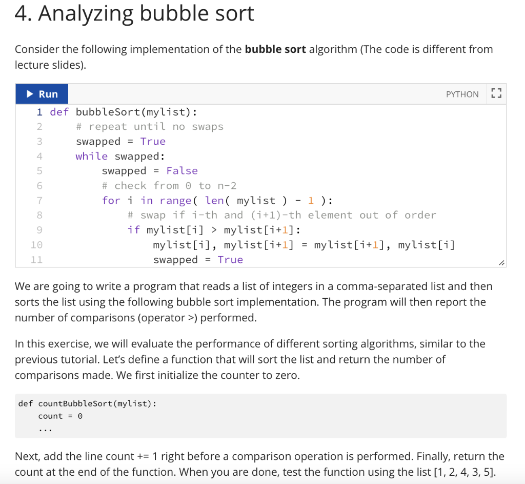 Bubble Sort Program in Python