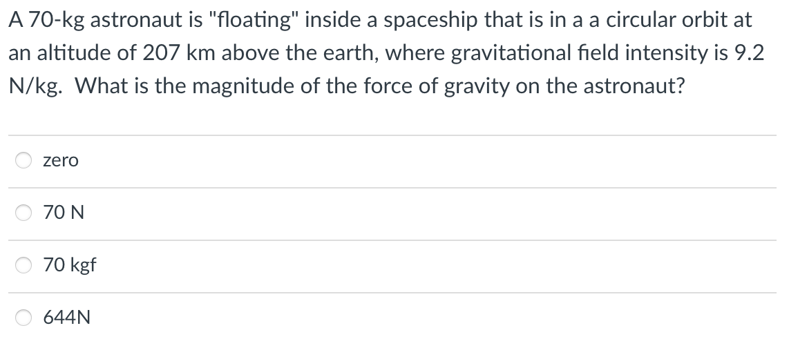 Solved A 70-kg Astronaut Is "floating" Inside A Spaceship | Chegg.com