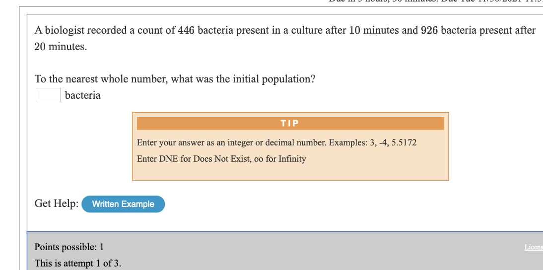 Solved A Biologist Recorded A Count Of 446 Bacteria Present | Chegg.com