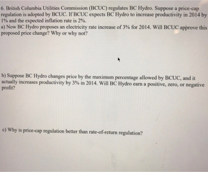 6. British Columbia Utilities Commission (BCUC) | Chegg.com