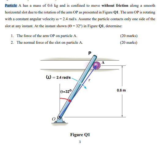 Solved Particle A has a mass of 0.6 kg and is confined to | Chegg.com