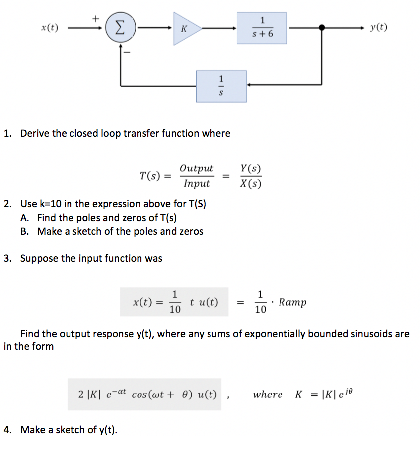 Solved y t 1. Derive the closed loop transfer function Chegg