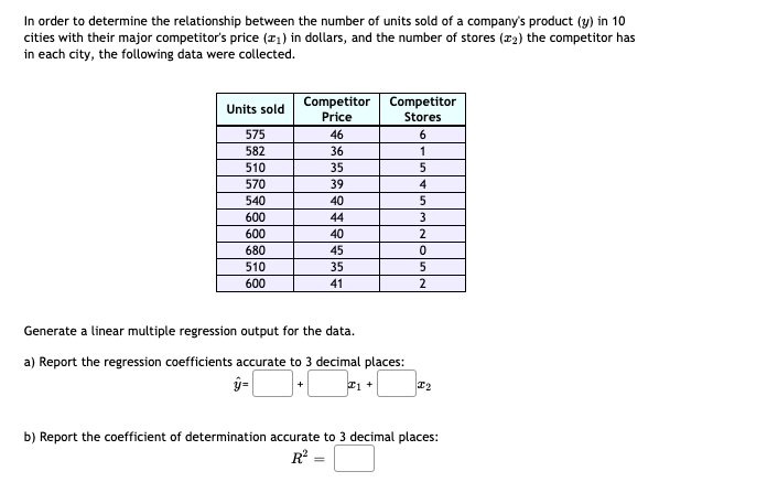 Solved In Order To Determine The Relationship Between The | Chegg.com