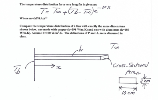 Solved The temperature distribution for a very long fin is | Chegg.com