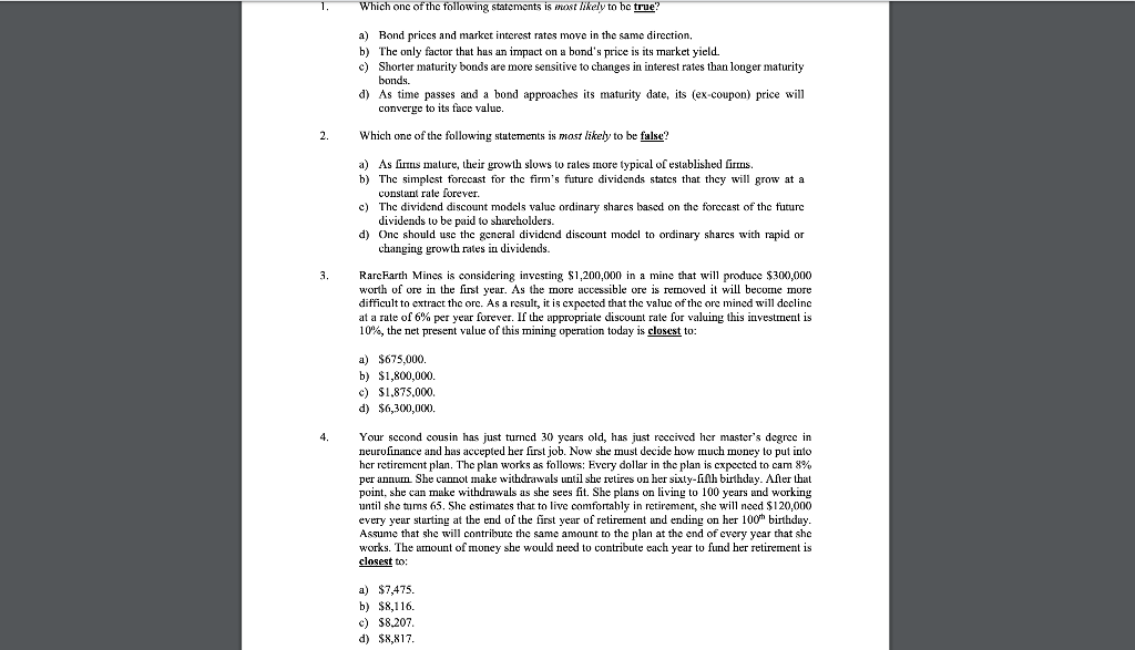 Solved Which One Of The Following Statements Is Most Like