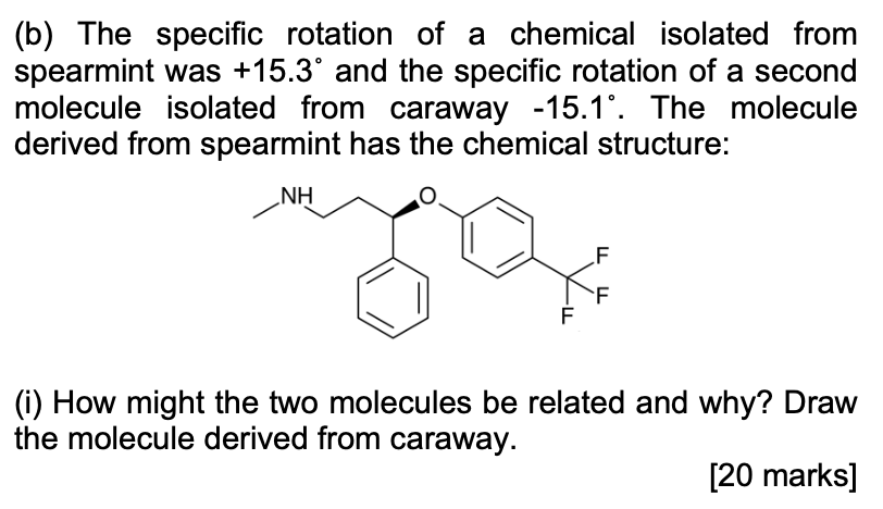 Solved (b) The specific rotation of a chemical isolated from | Chegg.com