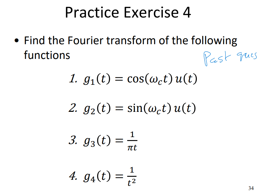 Solved Practice Exercise 4Find The Fourier Transform Of The | Chegg.com