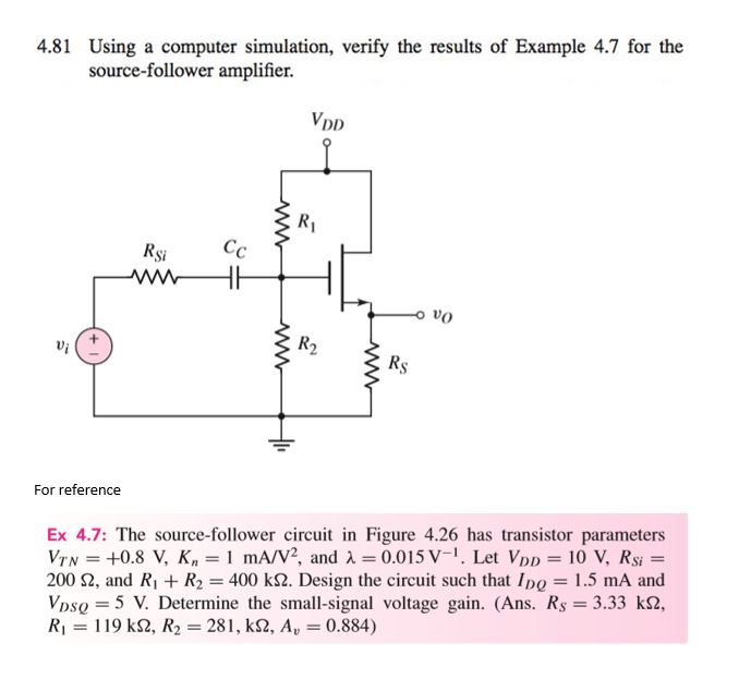 Solved 4.81 Using a computer simulation, verify the results | Chegg.com