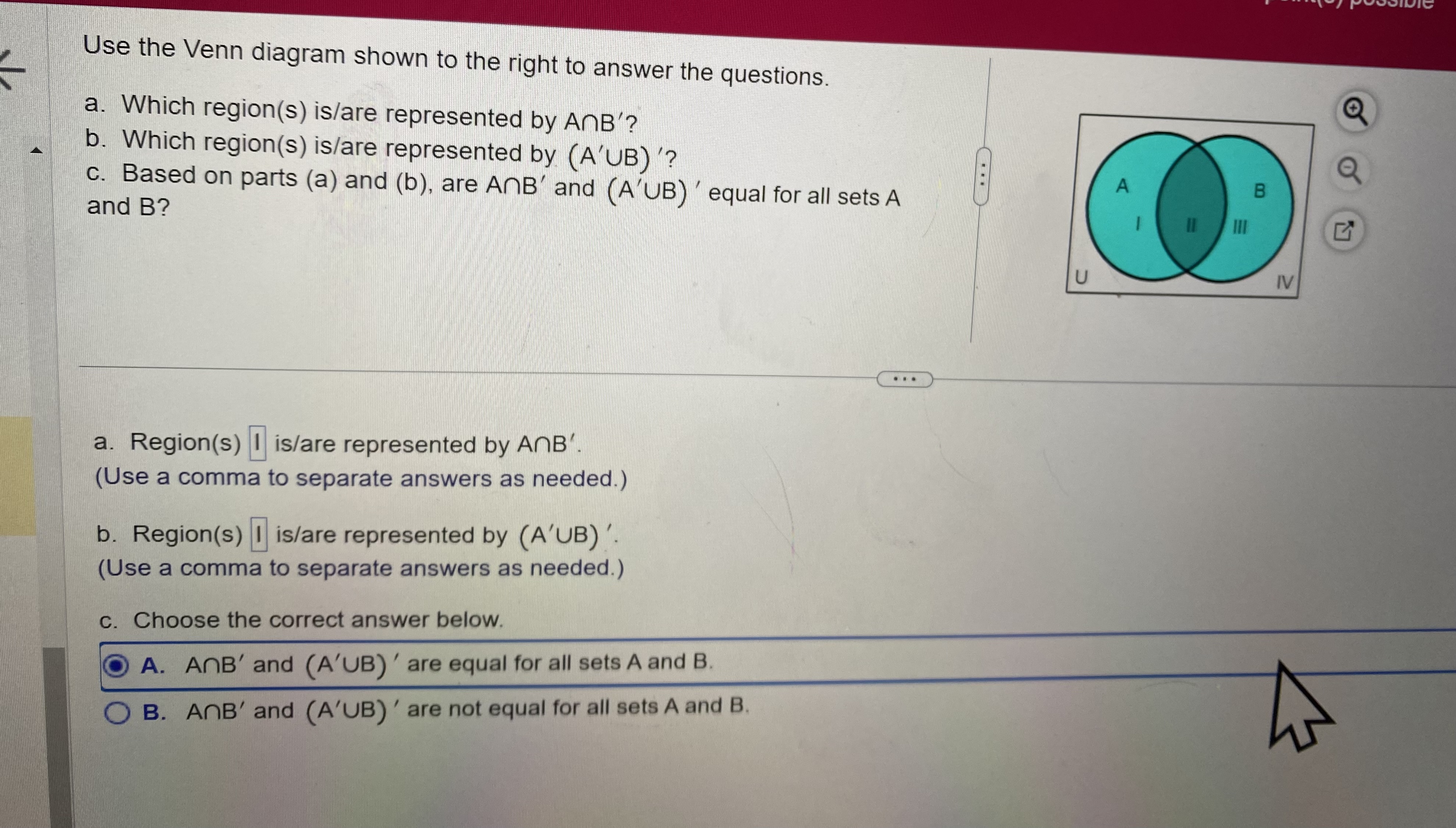 Solved Use The Venn Diagram Shown To The Right To Answer The | Chegg.com