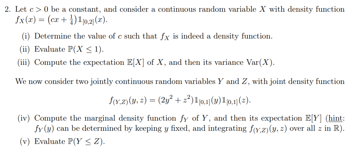 Solved 2. Let c> 0 be a constant, and consider a continuous | Chegg.com