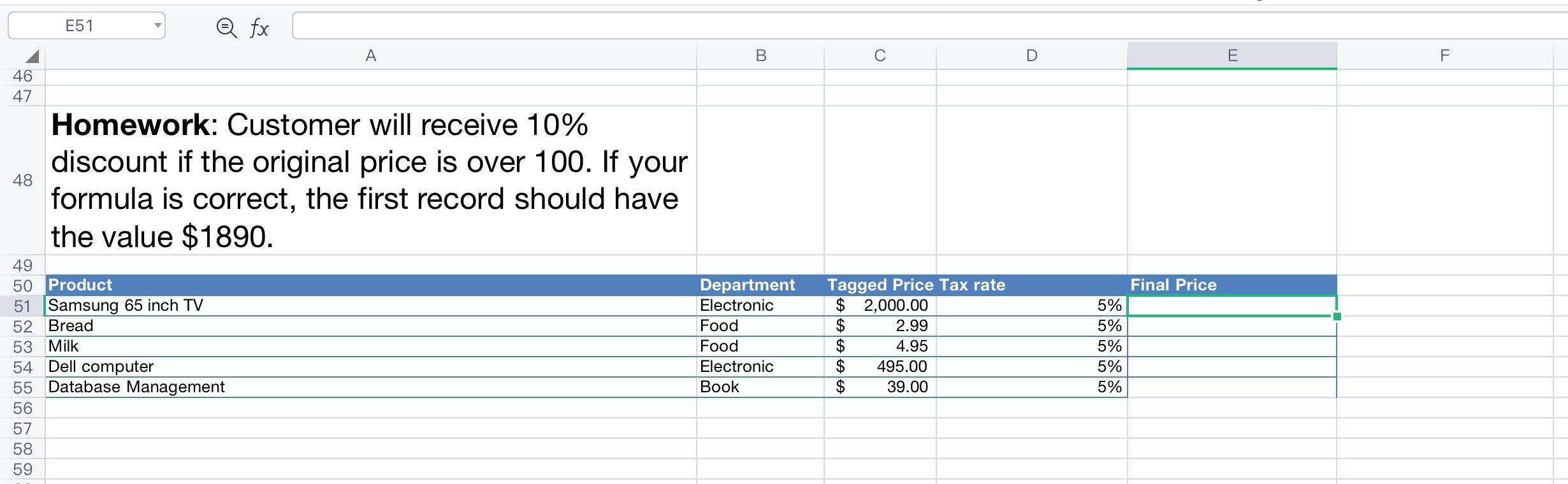 Solved what " excel formula" we need to use for final | Chegg.com
