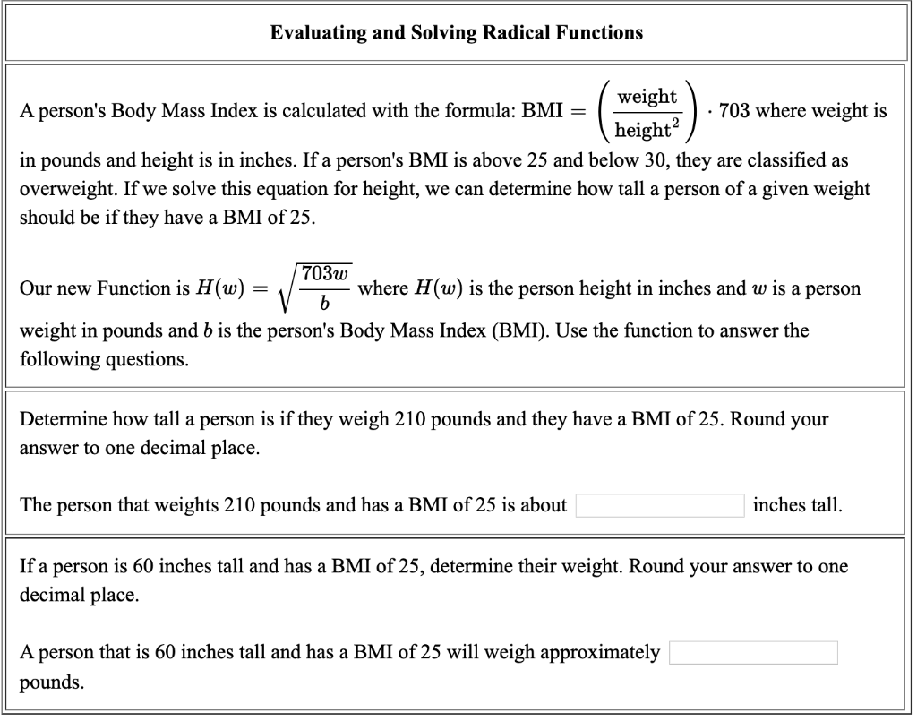 Solved Evaluating And Solving Radical Functions Weight A