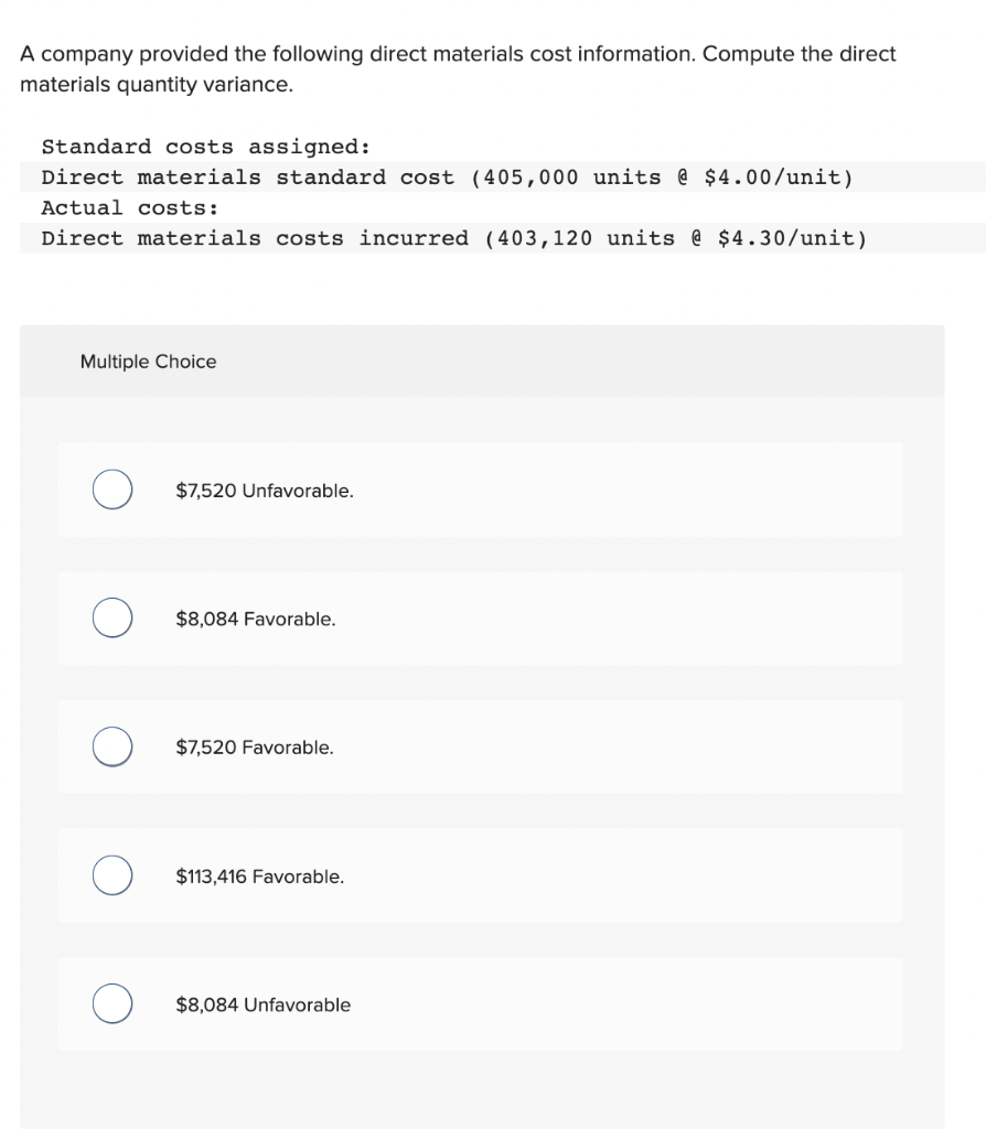 Solved A company provided the following direct materials | Chegg.com