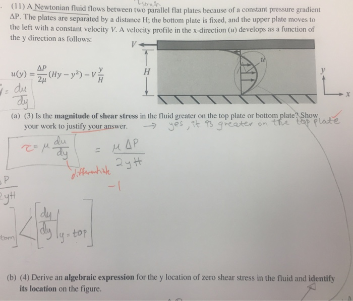 Solved I1 A Newtonian Fluid Flows Between Two Parallel