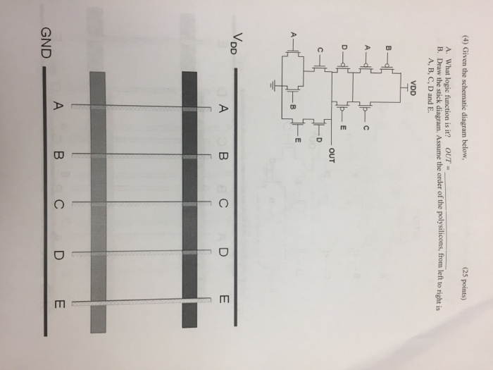 Solved (25 points) (4) Given the schematic diagram below A. | Chegg.com