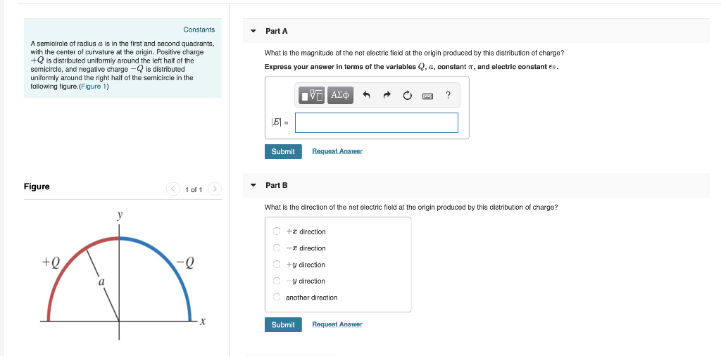 Solved Part A A semicircle of radius a is in the first and | Chegg.com