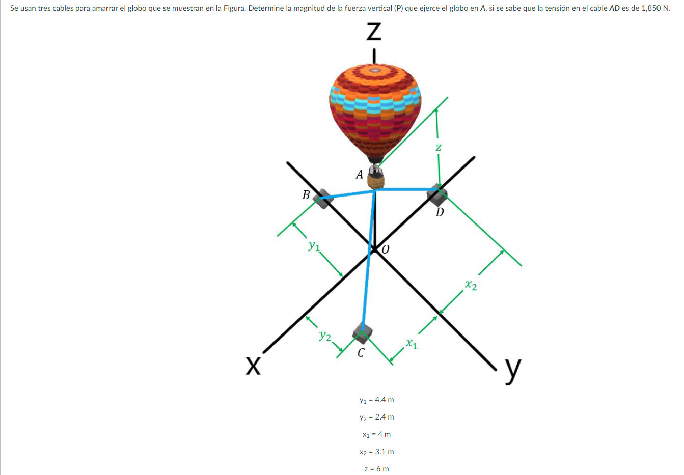 \( \begin{aligned} y_{2} & =2.4 m \\ x_{1} & =4 m \\ x_{2} & =3.1 m \\ z & =6 \mathrm{~m}\end{aligned} \)