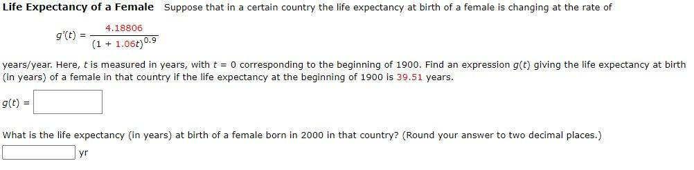 Solved Life Expectancy of a Female Suppose that in a certain | Chegg.com